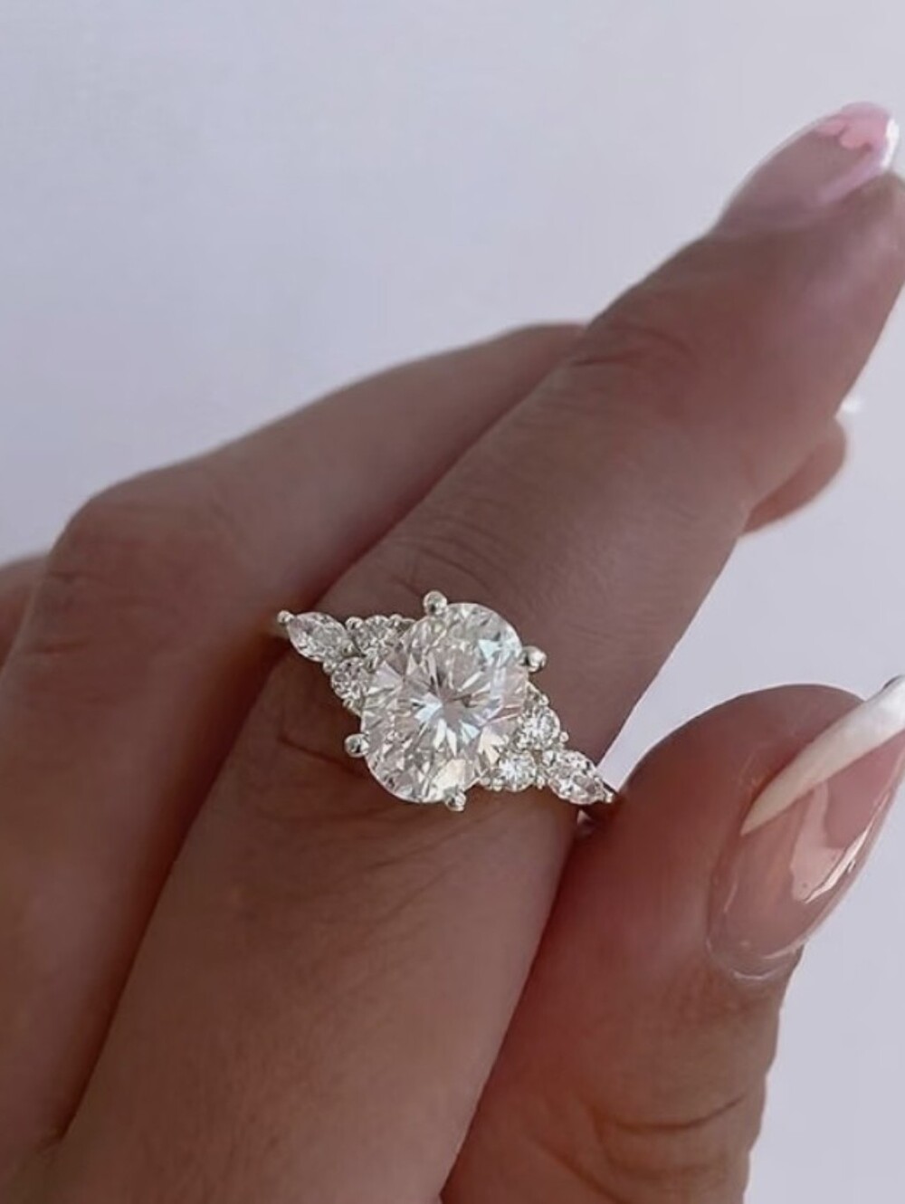 2.65 CT* Oval Cluster Moissanite Ring Size 5 US